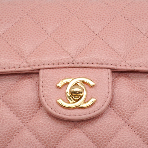 VINTAGE CHANEL MINI SQUARE 17 CHAIN SHOULDER BAG PINK CAVIR SKIN GOLD HARDWARE 90346104
