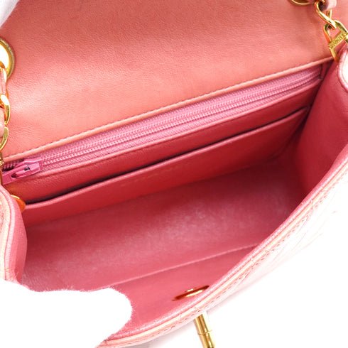 VINTAGE CHANEL MINI SQUARE 17 CHAIN SHOULDER BAG PINK LAMB SKIN GOLD HARDWARE 90346147