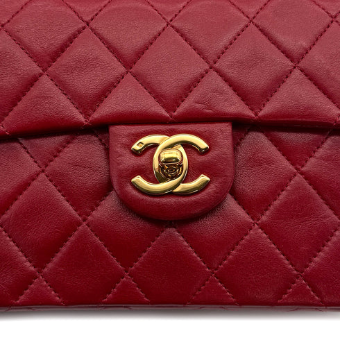 VINTAGE CHANEL MINI SQUARE 17 CHAIN SHOULDER BAG RED LAMB SKIN GOLD HARDWARE 90307916