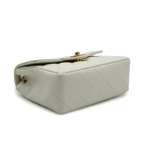 VINTAGE CHANEL MINI SQUARE 17 CHAIN SHOULDER BAG WHITE CAVIAR SKIN GOLD HARDWARE 90337662