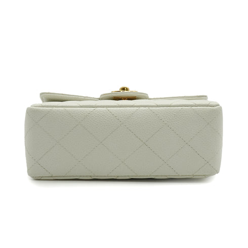 VINTAGE CHANEL MINI SQUARE 17 CHAIN SHOULDER BAG WHITE CAVIAR SKIN GOLD HARDWARE 90337662