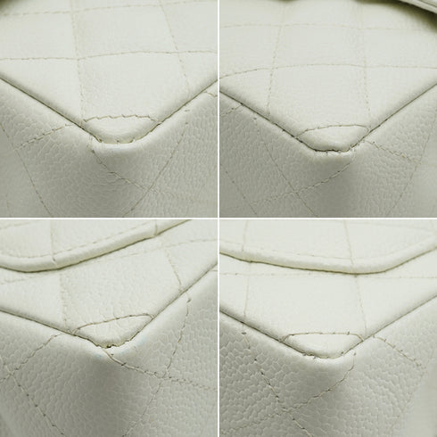 VINTAGE CHANEL MINI SQUARE 17 CHAIN SHOULDER BAG WHITE CAVIAR SKIN GOLD HARDWARE 90337662
