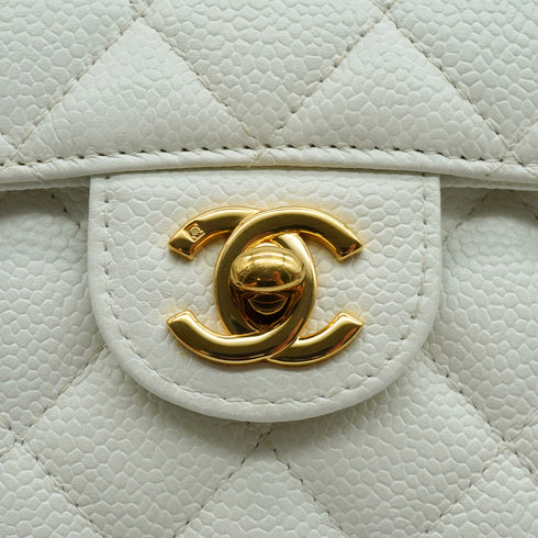 VINTAGE CHANEL MINI SQUARE 17 CHAIN SHOULDER BAG WHITE CAVIAR SKIN GOLD HARDWARE 90337662