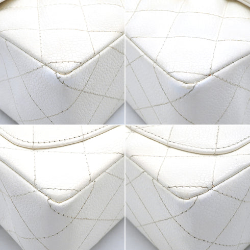 VINTAGE CHANEL MINI SQUARE 17 CHAIN SHOULDER BAG WHITE CAVIAR SKIN GOLD HARDWARE 90339873