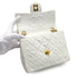 VINTAGE CHANEL MINI SQUARE 17 CHAIN SHOULDER BAG WHITE LAMB SKIN GOLD HARDWARE 90325596