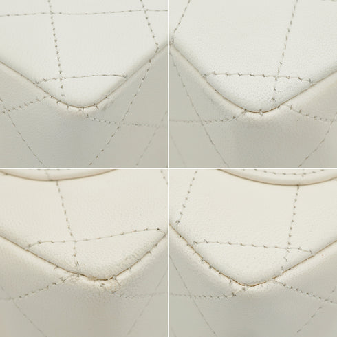 VINTAGE CHANEL MINI SQUARE 17 CHAIN SHOULDER BAG WHITE LAMB SKIN GOLD HARDWARE 90332914