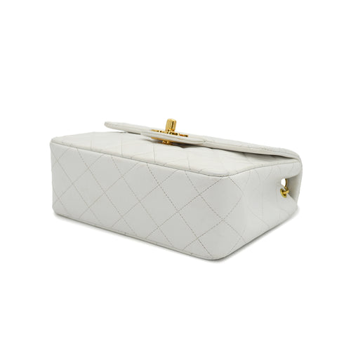 VINTAGE CHANEL MINI SQUARE 17 CHAIN SHOULDER BAG WHITE LAMB SKIN GOLD HARDWARE 90332572