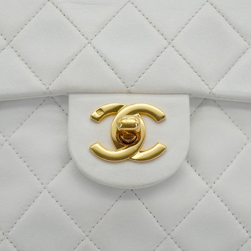 VINTAGE CHANEL MINI SQUARE 17 CHAIN SHOULDER BAG WHITE LAMB SKIN GOLD HARDWARE 90332572