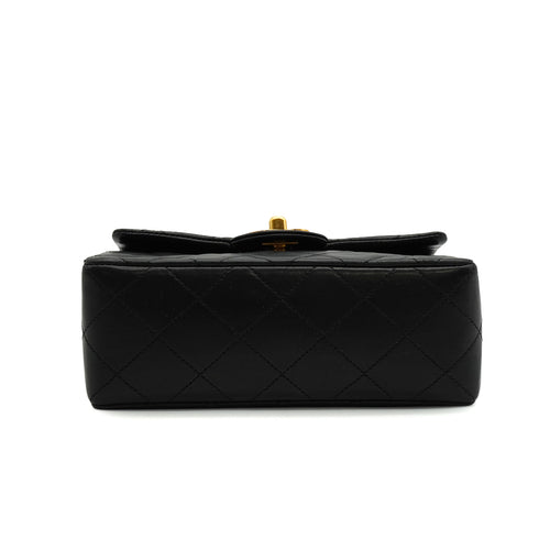 VINTAGE CHANEL MINI SQUARE 17 CHAIN SHUOLDER BAG BLACK LAMB SKIN GOLD HARDWARE 90350408