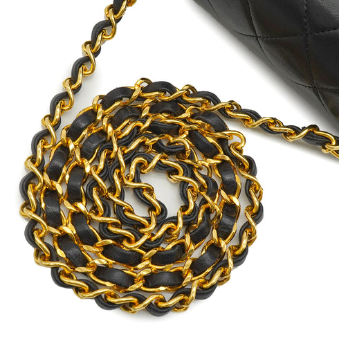 VINTAGE CHANEL MINI SQUARE 17 CHAIN SHUOLDER BAG BLACK LAMB SKIN GOLD HARDWARE 90350408