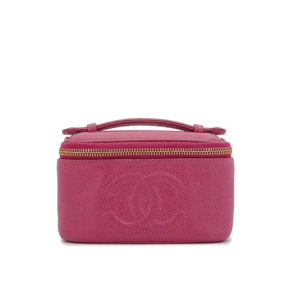 VINTAGE CHANEL MINI VANITY HAND BAG PINK CAVIAR SKIN GOLD HARDWARE 90328715