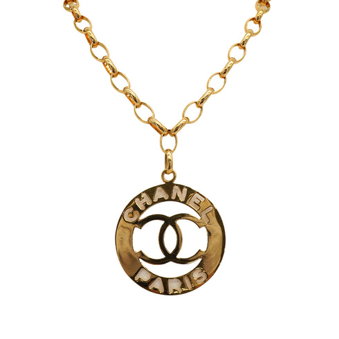VINTAGE CHANEL NECKLACE COCOMARK GOLD ACCESSORY 90335026