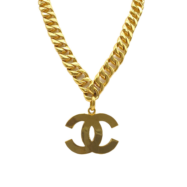 VINTAGE CHANEL NECKLACE COCOMARK GOLD ACCESSORY 93A 90325617