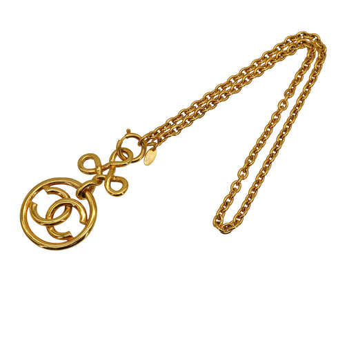 VINTAGE CHANEL NECKLACE COCOMARK GOLD ACCESSORY 93P 90335735