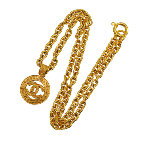 VINTAGE CHANEL NECKLACE COCOMARK GOLD ACCESSORY 94A 90326775