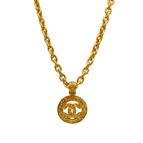 VINTAGE CHANEL NECKLACE COCOMARK GOLD ACCESSORY 94A 90339672