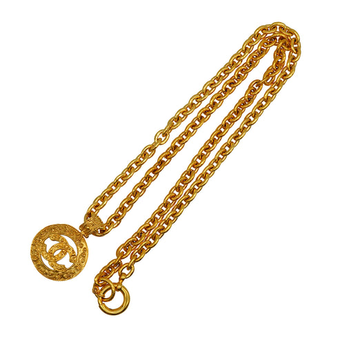 VINTAGE CHANEL NECKLACE COCOMARK GOLD ACCESSORY 94A 90339672
