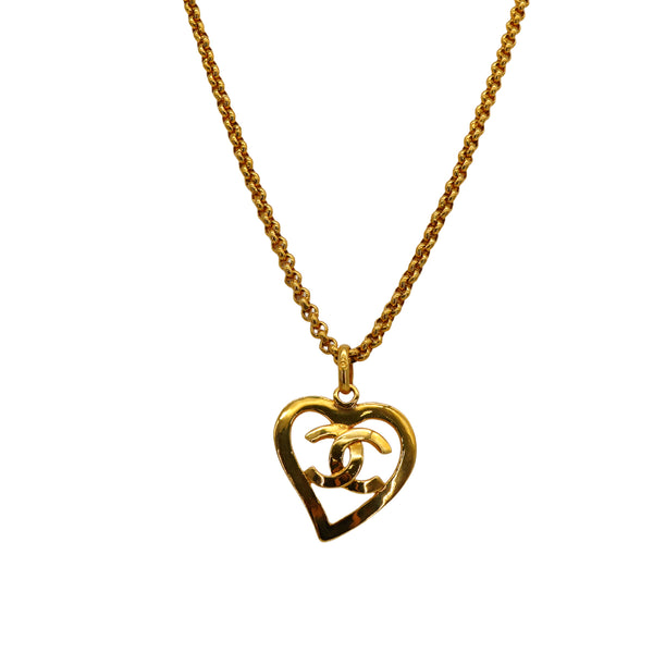 VINTAGE CHANEL NECKLACE COCOMARK HEART GOLD ACCESSORY 95P 90335752