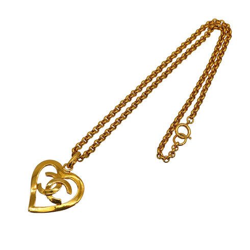 VINTAGE CHANEL NECKLACE COCOMARK HEART GOLD ACCESSORY 95P 90335752