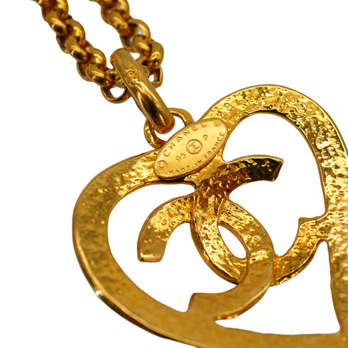 VINTAGE CHANEL NECKLACE COCOMARK HEART GOLD ACCESSORY 95P 90335752