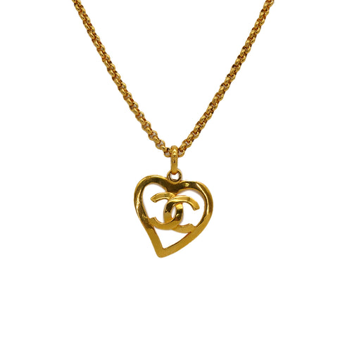 VINTAGE CHANEL NECKLACE COCOMARK HEART GOLD ACCESSORY 95P 90338280