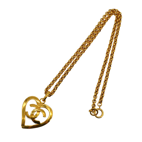 VINTAGE CHANEL NECKLACE COCOMARK HEART GOLD ACCESSORY 95P 90338280