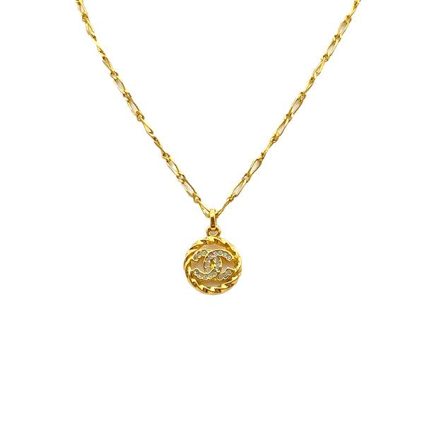 VINTAGE CHANEL NECKLACE COCOMARK RHINESTONE GOLD ACCESSORY 90319673