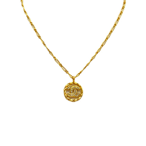 VINTAGE CHANEL NECKLACE COCOMARK RHINESTONE GOLD ACCESSORY 90325270