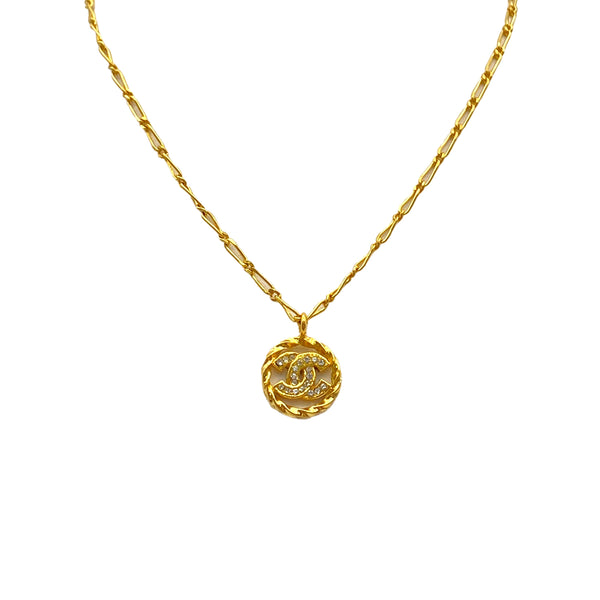 VINTAGE CHANEL NECKLACE COCOMARK RHINESTONE GOLD ACCESSORY 90325270