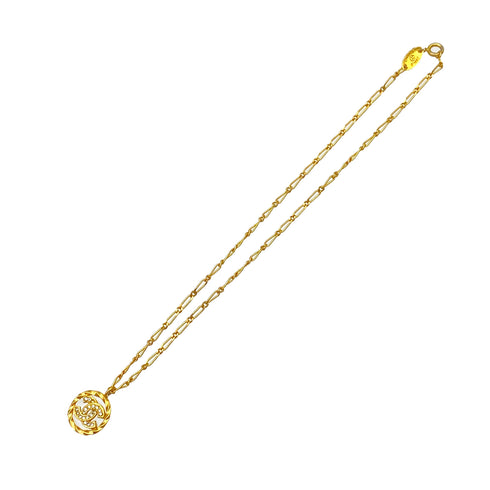 VINTAGE CHANEL NECKLACE COCOMARK RHINESTONE GOLD ACCESSORY 90325270
