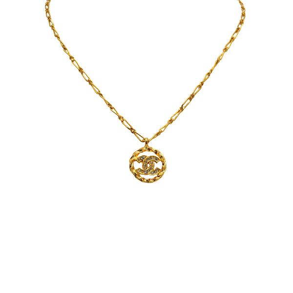 VINTAGE CHANEL NECKLACE COCOMARK RHINESTONE GOLD ACCESSORY 90334880