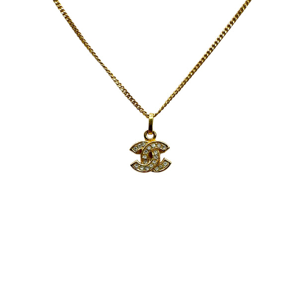 VINTAGE CHANEL NECKLACE COCOMARK RHINESTONE GOLD ACCESSORY 90328935