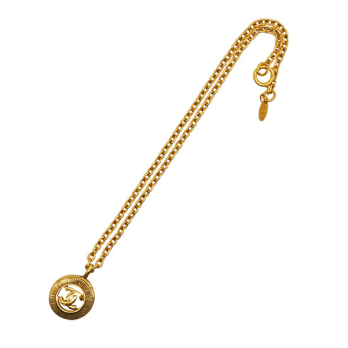 VINTAGE CHANEL NECKLACE COCOMARK ROUND GOLD ACCESSORY 90338905