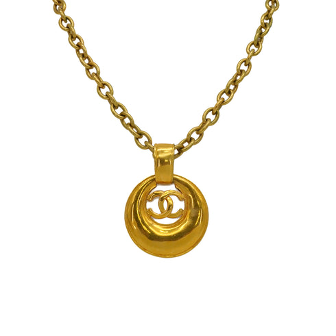 VINTAGE CHANEL NECKLACE COCOMARK ROUND GOLD ACCESSORY 93P 90347859