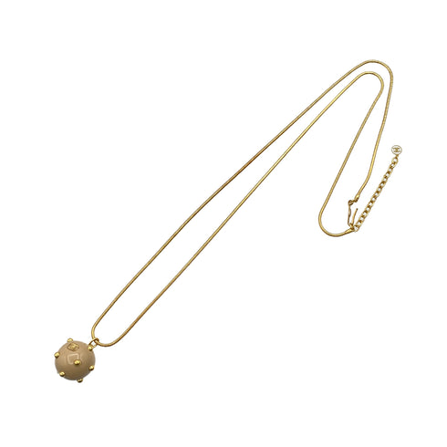 VINTAGE CHANEL NECKLACE COCOMARK STUDS BALL BEIGE GOLD ACCESSORY 00A 90328009