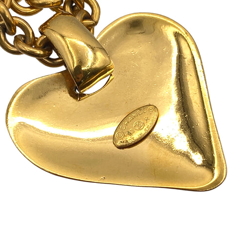 VINTAGE CHANEL NECKLACE HEART COCOMARK GOLD ACCESSORY 93P 90328001