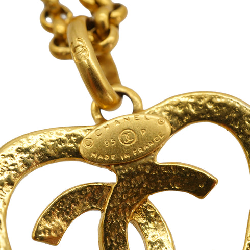 VINTAGE CHANEL NECKLACE HEART COCOMARK GOLD ACCESSORY 95P 90330662