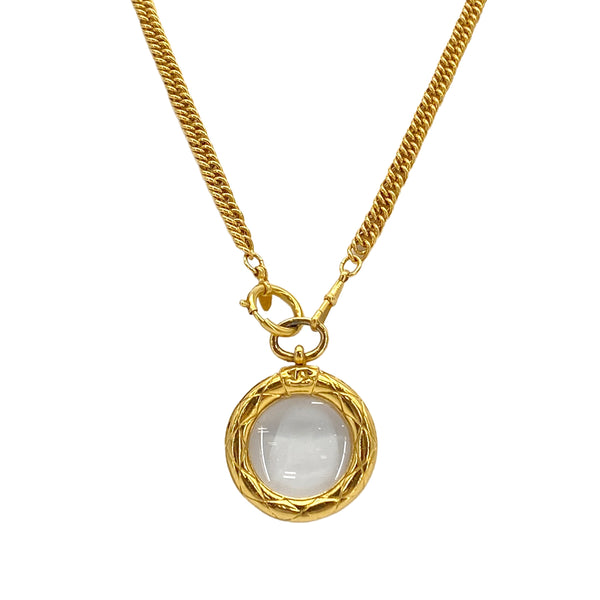 VINTAGE CHANEL NECKLACE LOUPE COCOMARK MATELASSE GOLD ACCESSORY 90326651