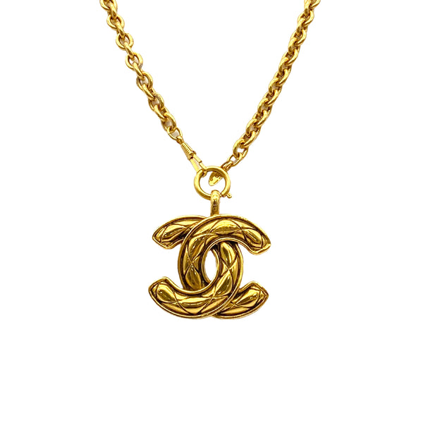 VINTAGE CHANEL NECKLACE MATELASSE COCOMARK GOLD ACCESSORY 90319665
