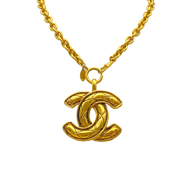 VINTAGE CHANEL NECKLACE MATELASSE COCOMARK GOLD ACCESSORY 90325616
