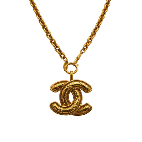 VINTAGE CHANEL NECKLACE MATELASSE COCOMARK GOLD ACCESSORY 90335763