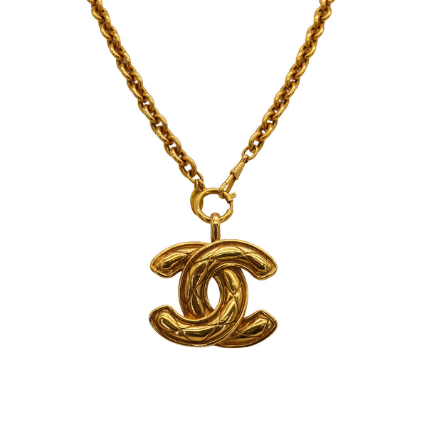 VINTAGE CHANEL NECKLACE MATELASSE COCOMARK GOLD ACCESSORY 90335763