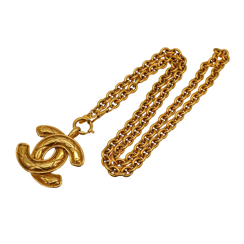 VINTAGE CHANEL NECKLACE MATELASSE COCOMARK GOLD ACCESSORY 90335763