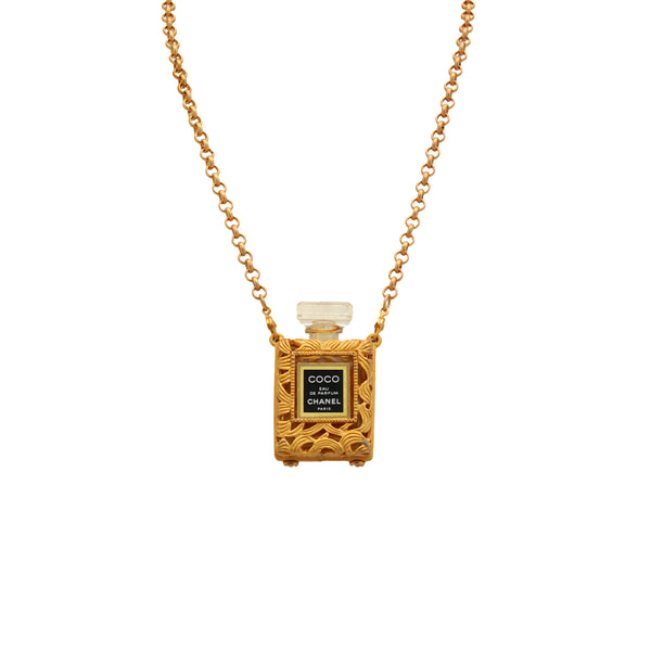 VINTAGE CHANEL NECKLACE PERFUME COCO GOLD ACCESSORY 90335011