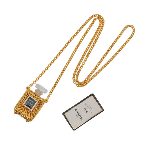 VINTAGE CHANEL NECKLACE PERFUME GOLD ACCESSORY 90323152
