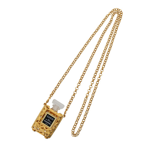 VINTAGE CHANEL NECKLACE PERFUME GOLD ACCESSORY 90323484