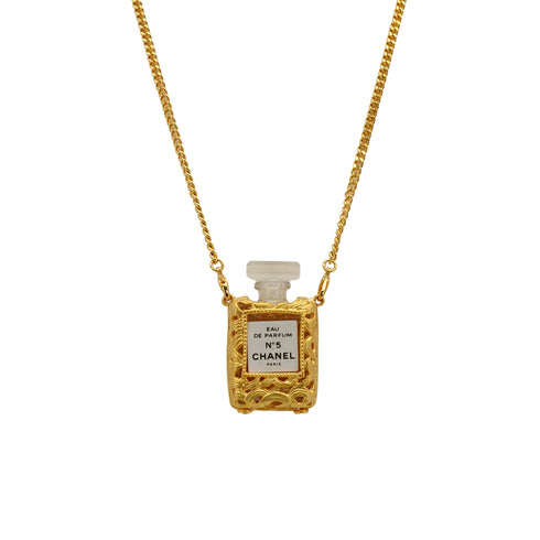 VINTAGE CHANEL NECKLACE PERFUME NO.5 GOLD ACCESSORY 90334238