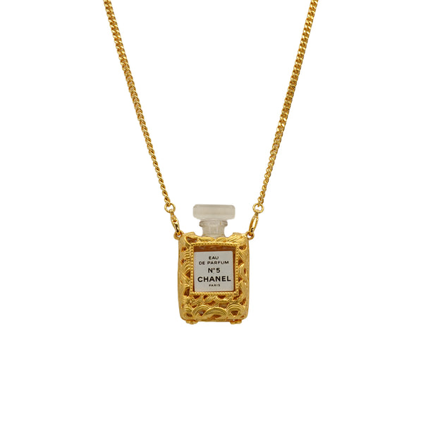 VINTAGE CHANEL NECKLACE PERFUME NO.5 GOLD ACCESSORY 90334238