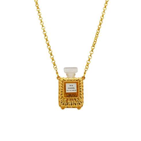 VINTAGE CHANEL NECKLACE PERFUME NO19 GOLD ACCESSORY 90334239