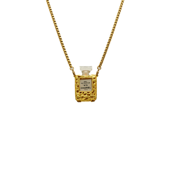 VINTAGE CHANEL NECKLACE PERFUME N°5 GOLD ACCESSORY 90334181